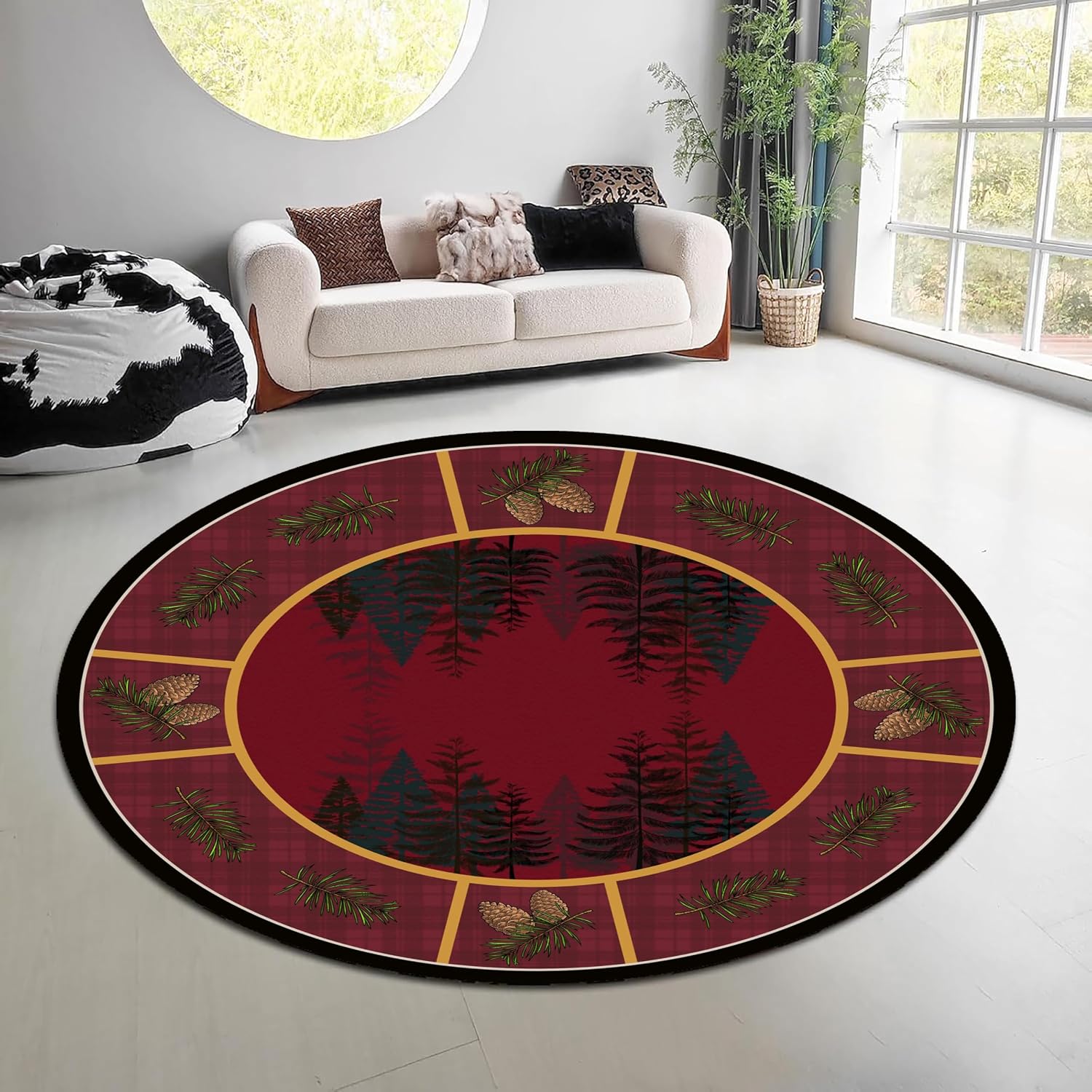Vintage Nature Forest Round Ru - Hunting Outdoor Rug recension och pris